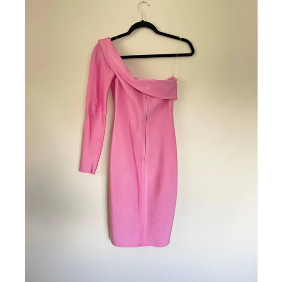 House of CB Nadine PINK BANDAGE ONE SHOULDER DRESS - Picture 3 of 5